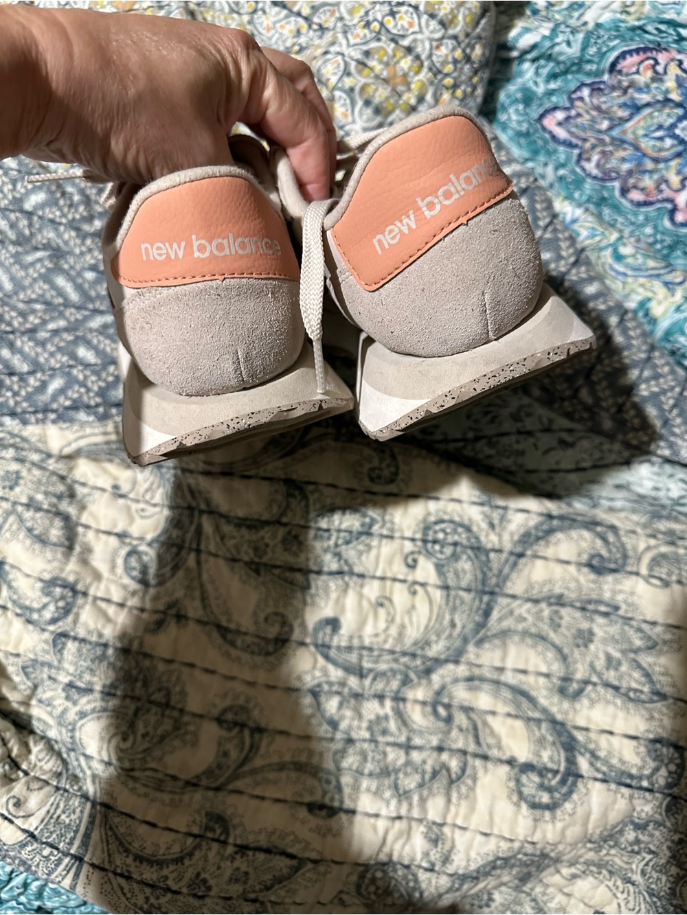 New Balance Women's Sneakers in Light Gray and Blush Pink - Picture 5 of 7
